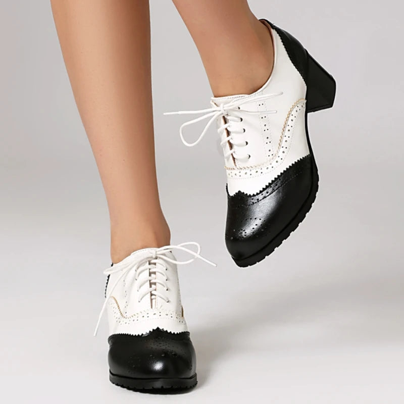 women's-black-and-white-heeled-oxfords-front