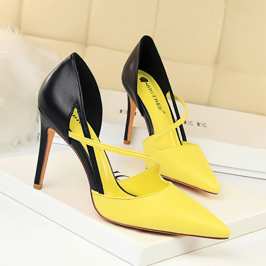 yellow-and-black-high-heel-shoes-pair