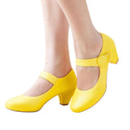 yellow-low-mary-jane-heels-walk