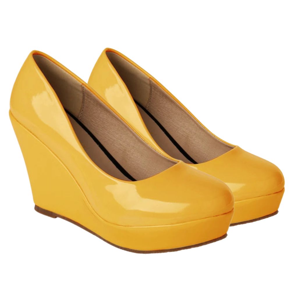 yellow-patent-leather-wedge-shoes-pair